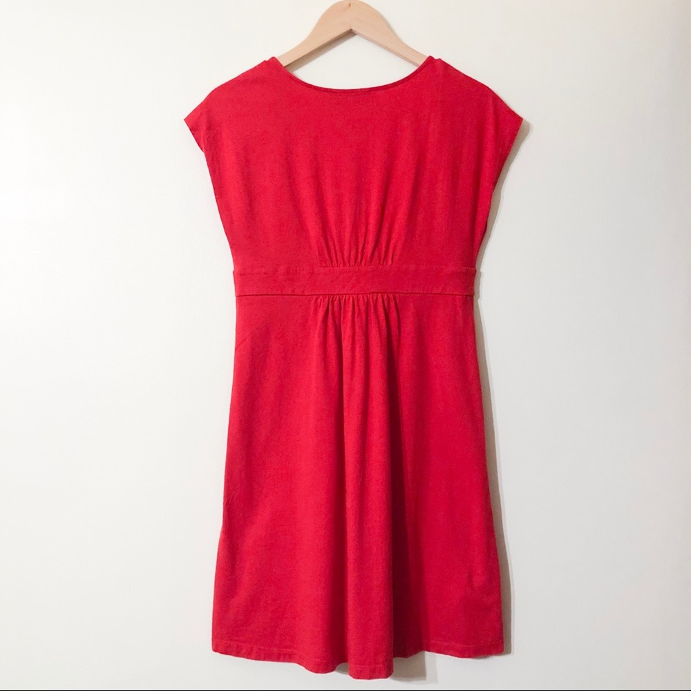 loft | banded short sleeve red dress small - Picture 2 of 6
